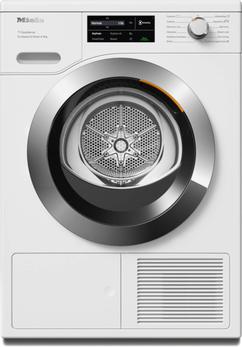 Miele TEL785 WP Freestanding Dryer in Lotus White - Chrome Door – image 2