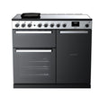Rangemaster Edge Deluxe 100cm Induction Black Glass with Chrome trim Range Cooker front view