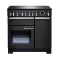Rangemaster Professional Deluxe 90cm Induction Charcoal Black with Chrome trim Range Cooker front view