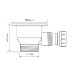 Bidbury & Co 1.5" Traditional Waste — Chrome — technical drawing