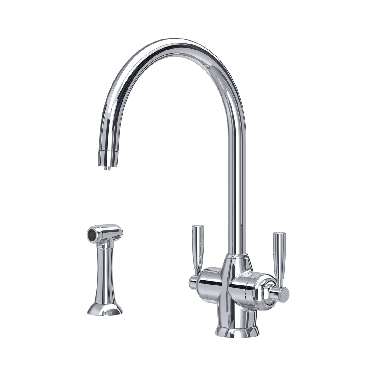 Perrin & Rowe Langbourn Sink Mixer with Filtration and Rinse (Two Lever) 1535 – Chrome