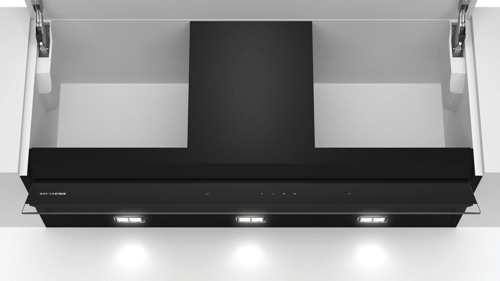 iQ500 Integrated Design Hood 90 cm clear glass black printed, Black LJ97BAM60B