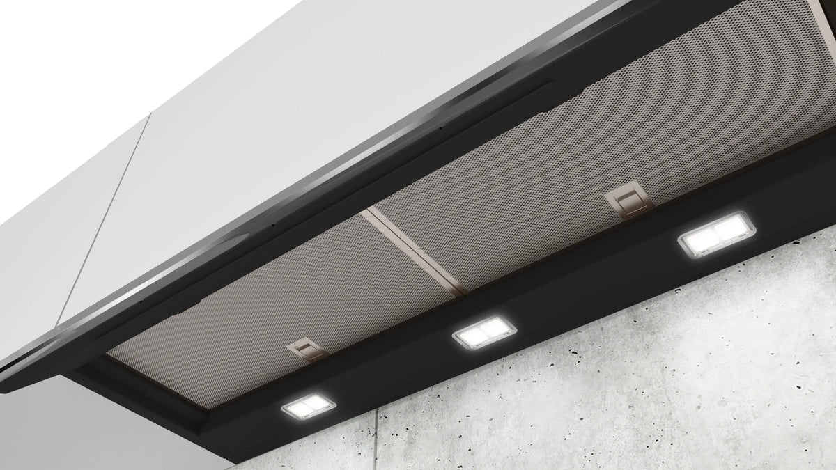 iQ500 Integrated Design Hood 90 cm clear glass black printed, Black LJ97BAM60B