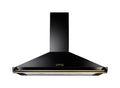 Rangemaster 90 Classic Chimney Hood Black / Brass Cooker Hood front view