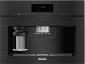 Miele CVA7845 Built-in Coffee Machine in Obsidian black — Miele CVA7845 Built-in Coffee Machine in Obsidian black — Miele CVA7845 Built-in Coffee Machine in Obsidian black — Miele CVA7845 Beverage preparation in Obsidian black — Factual image
