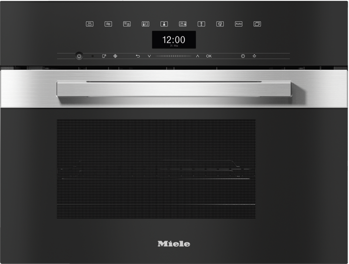 Miele DGM7440 Steam Microwave Oven in CleanSteel – front view