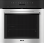 Miele H7164BP Single Oven in CleanSteel – front view