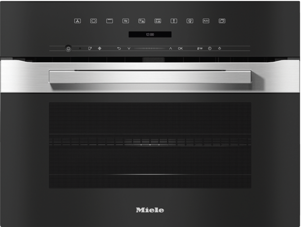 Miele H7240BM Combination Microwave Oven in CleanSteel – front view