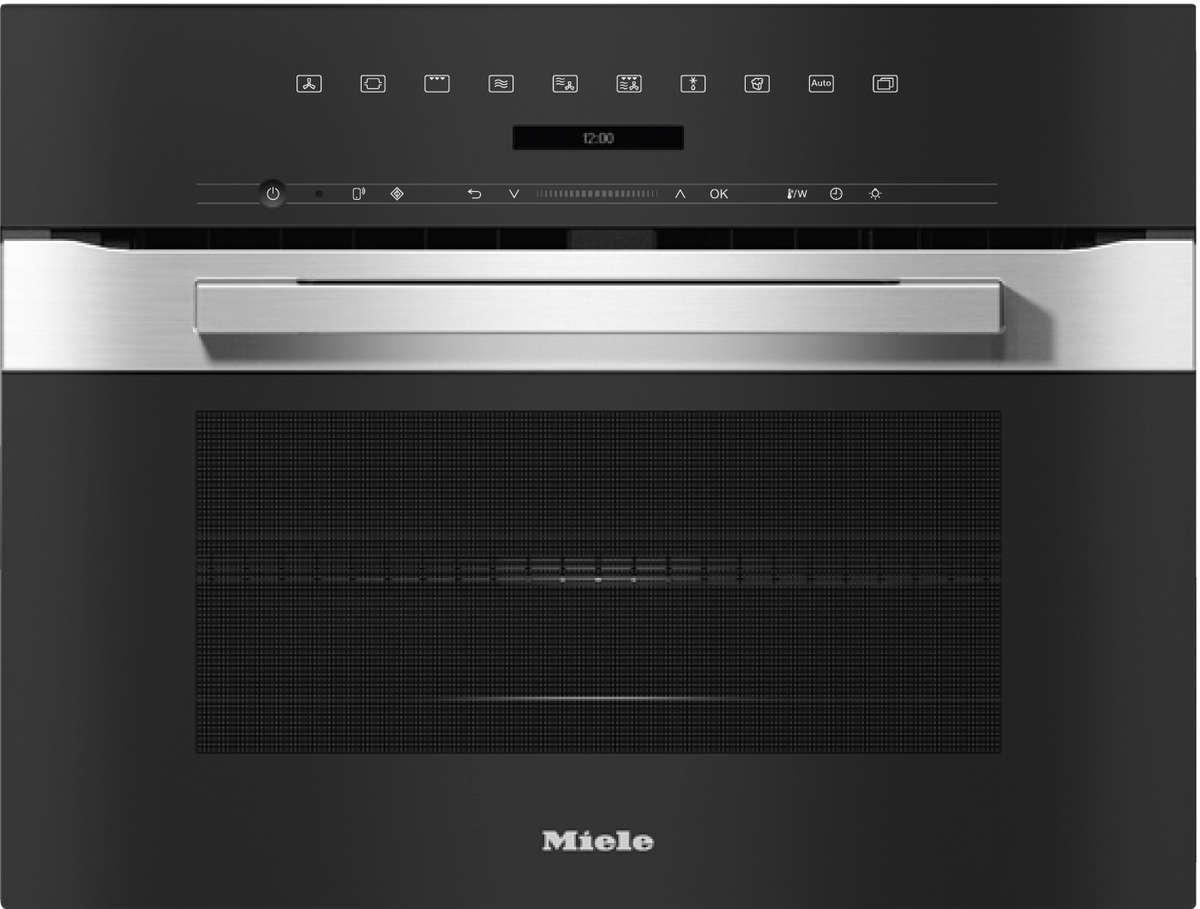 Miele H7240BM Combination Microwave Oven in CleanSteel – front view
