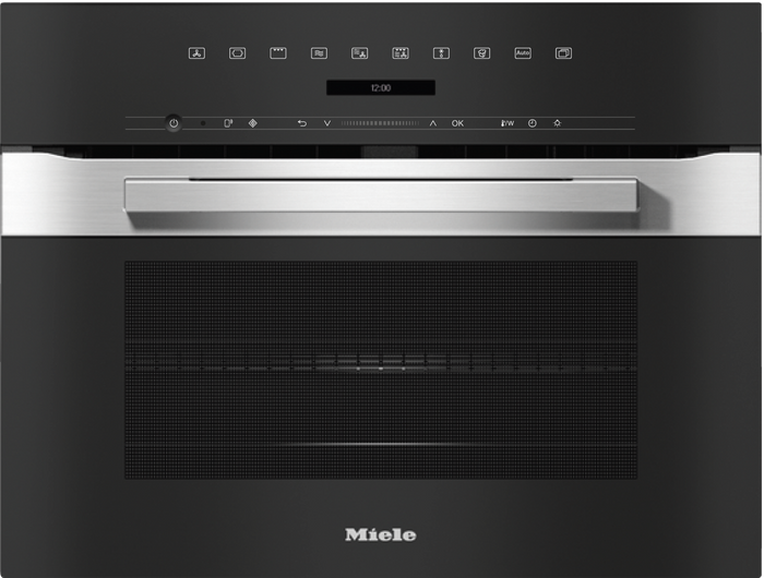 Miele H7240BM Combination Microwave Oven in CleanSteel – front view