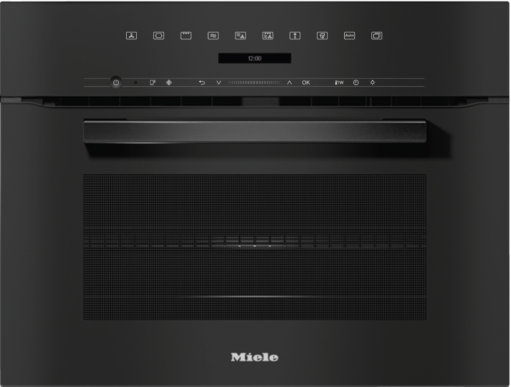 Miele H7240BM VitroLine Combination Microwave Oven in Obsidian Black – front view