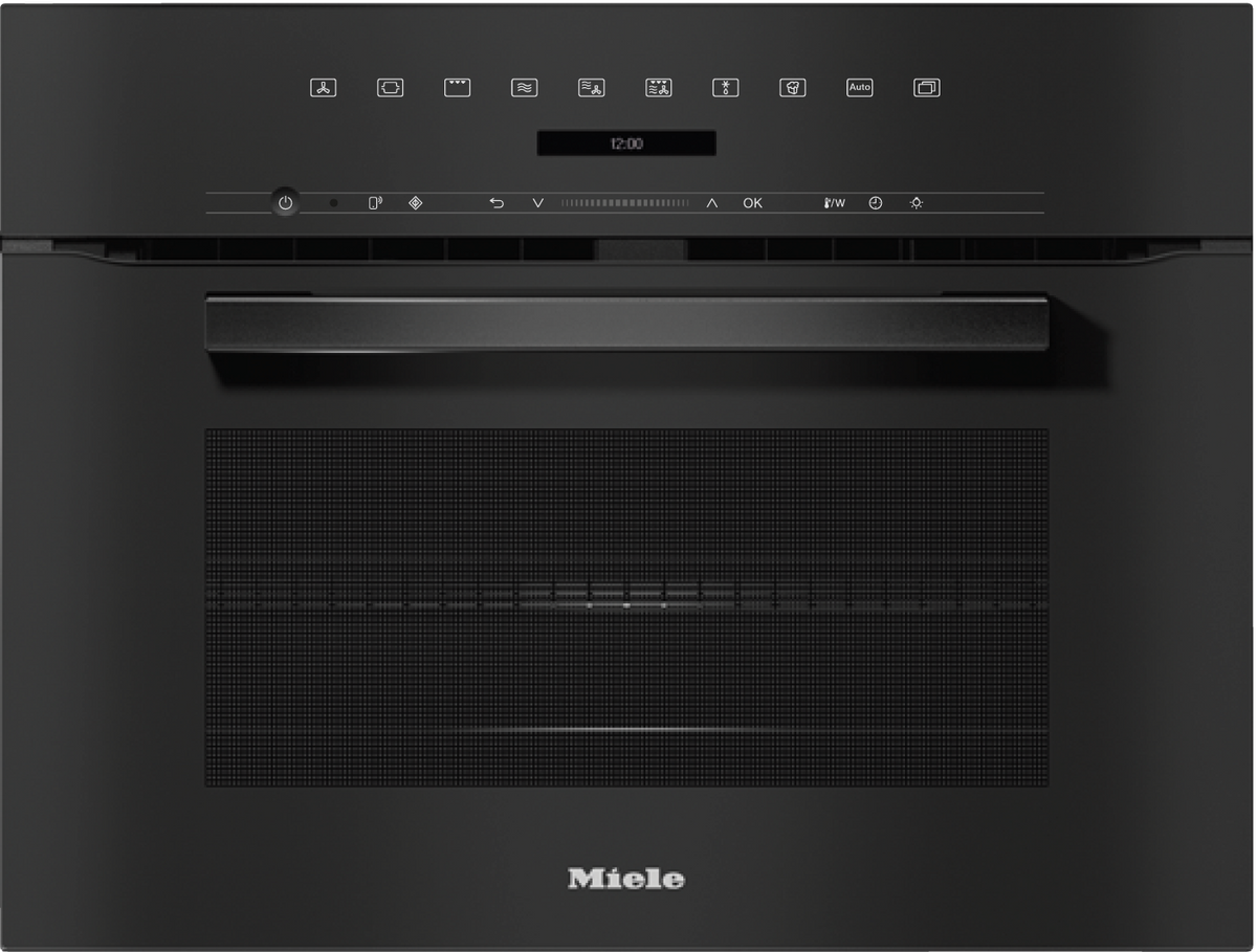Miele H7240BM VitroLine Combination Microwave Oven in Obsidian Black – front view