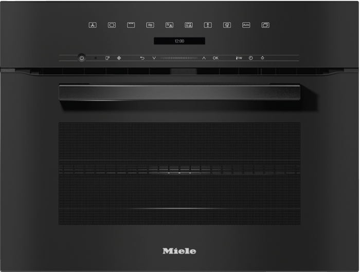 Miele H7240BM VitroLine Combination Microwave Oven in Obsidian Black – front view