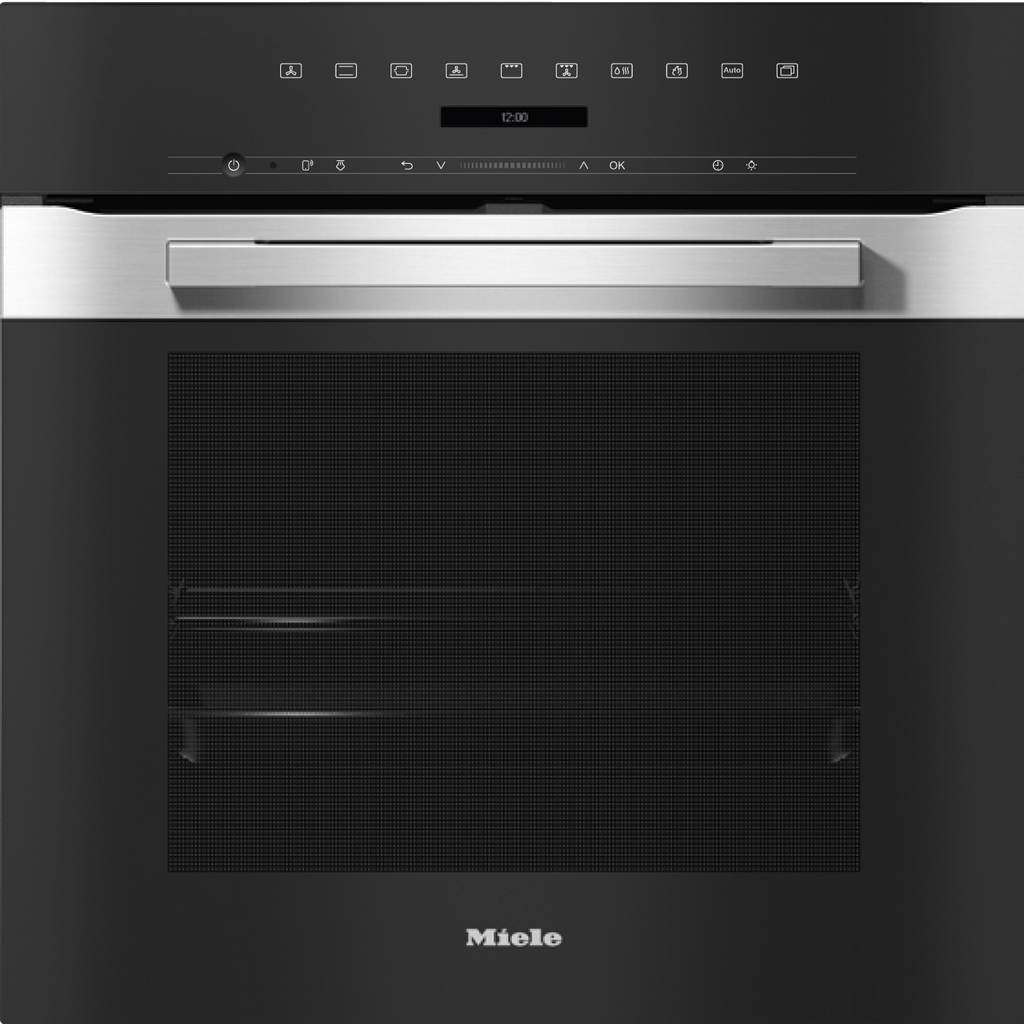 Miele H7264BP Steam Oven in CleanSteel – front view