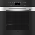 Miele H7464BP Steam Oven in CleanSteel – front view