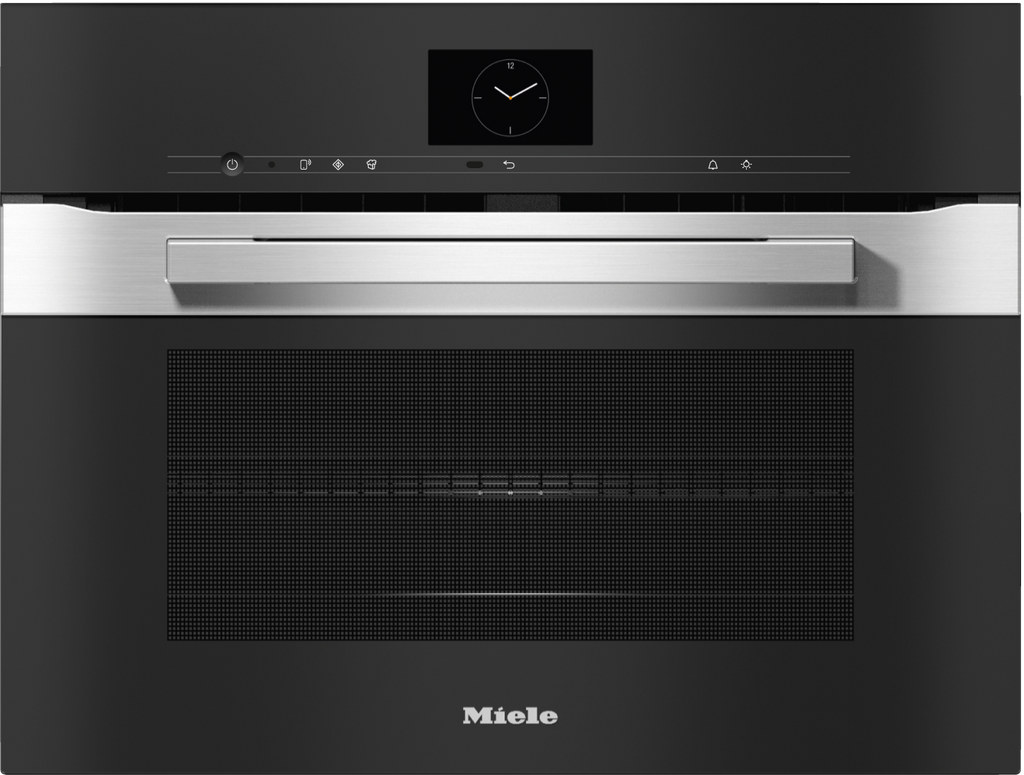 Miele H7640BM Combination Microwave Oven in CleanSteel – front view