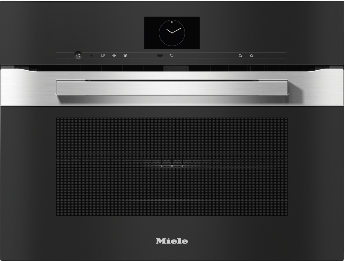 Miele H7640BM Combination Microwave Oven in CleanSteel – front view