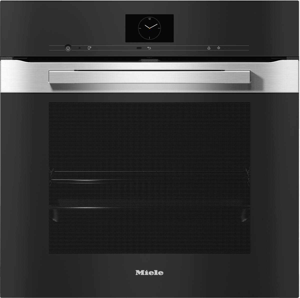 Miele H7660BP Steam Oven in CleanSteel – front view