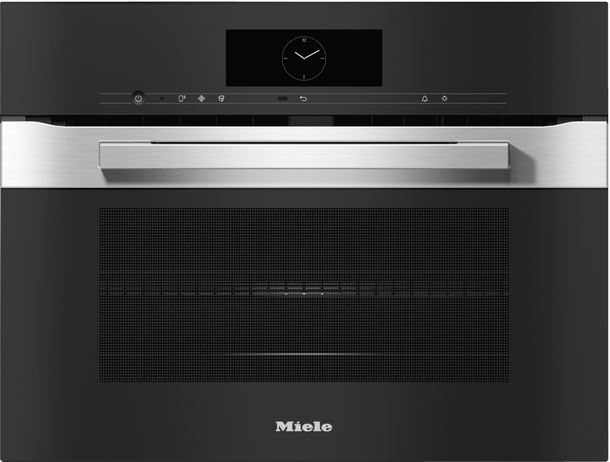 Miele H7840BM Combination Microwave Oven in CleanSteel – front view