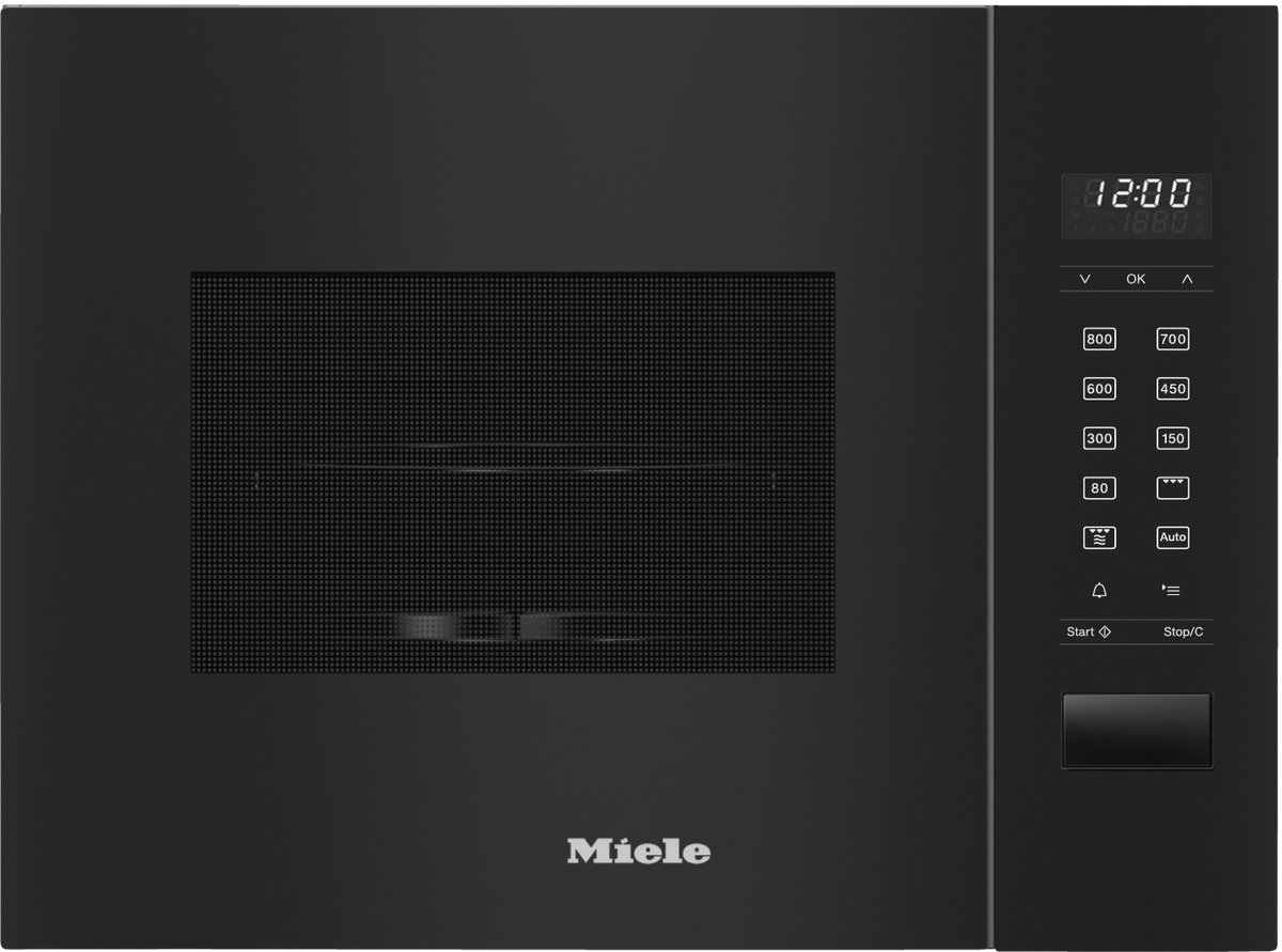 Miele M2224SC Built-in Microwave in Obsidian Black – front view