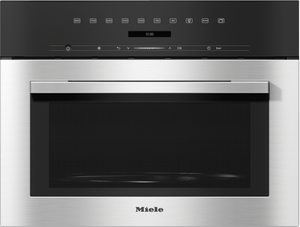 Miele M7140TC Built-in Microwave in CleanSteel – front view