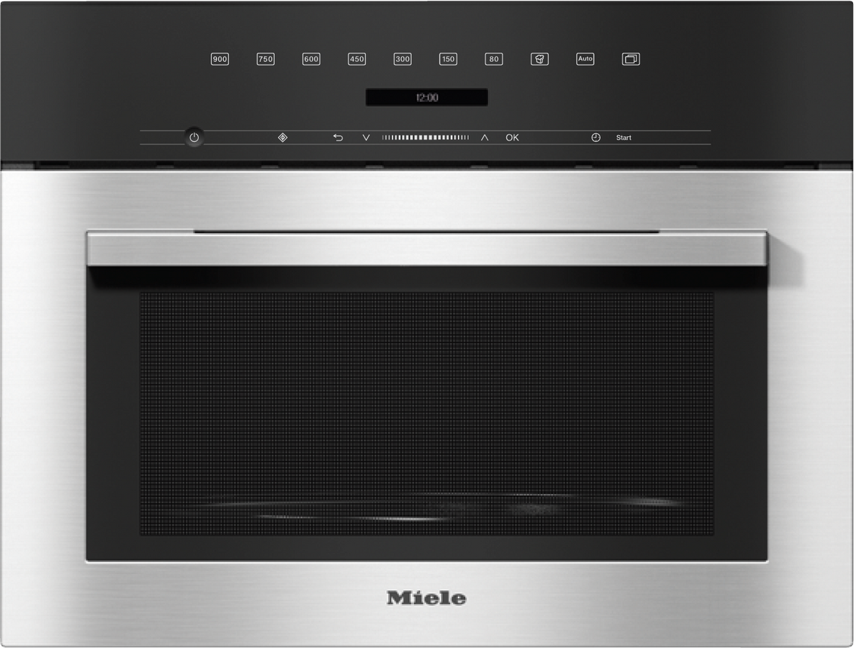 Miele M7140TC Built-in Microwave in CleanSteel – front view