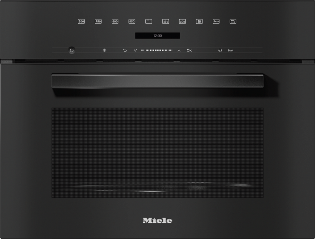 Miele M7244TC VitroLine Built-in Microwave in Obsidian Black – front view