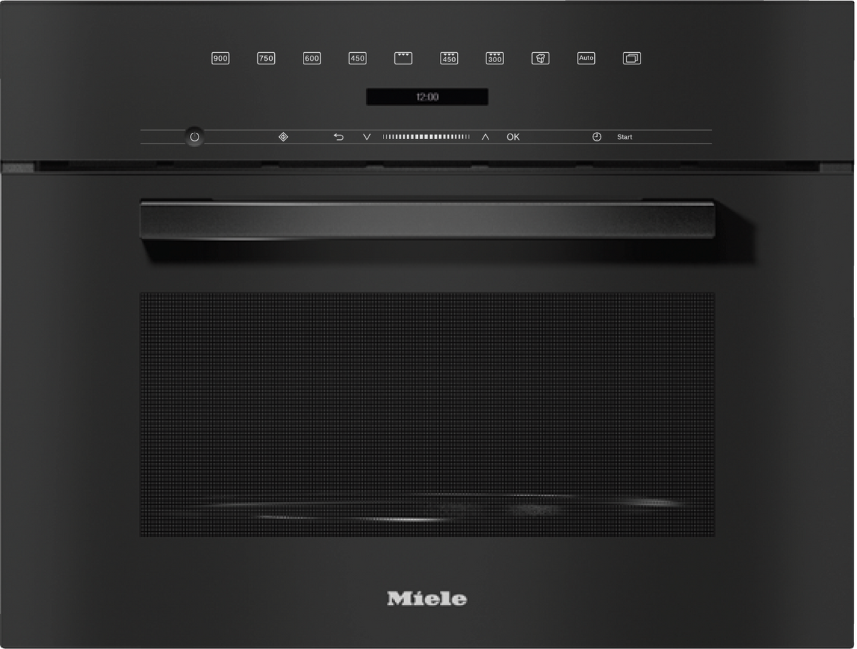 Miele M7244TC VitroLine Built-in Microwave in Obsidian Black – front view