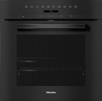 Miele H7260BP VitroLine Single Oven in Obsidian Black – front view