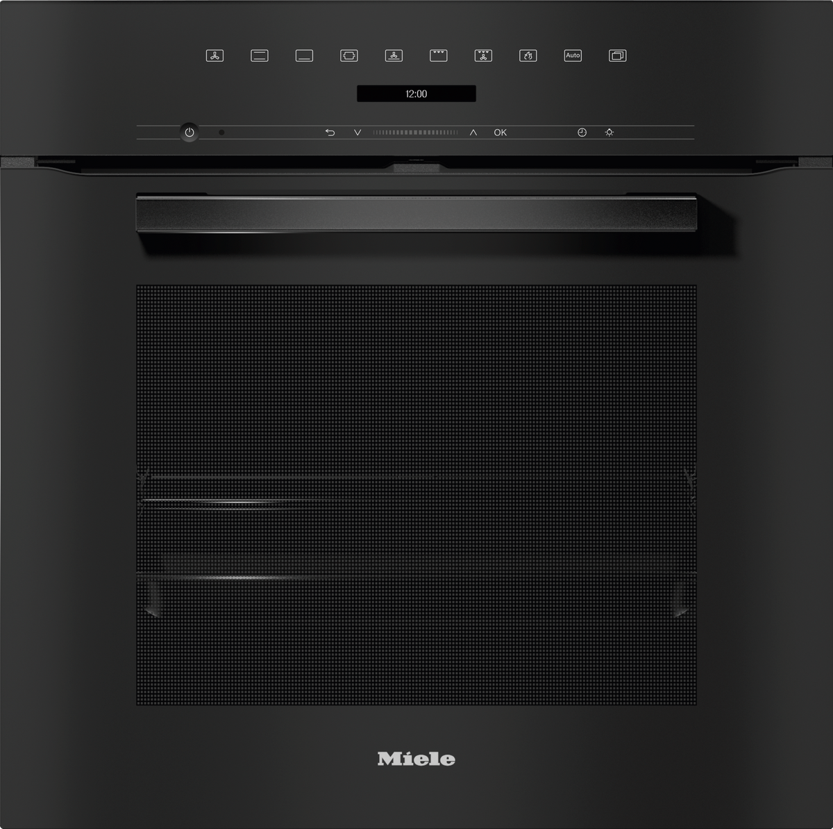 Miele H7260BP VitroLine Single Oven in Obsidian Black – front view