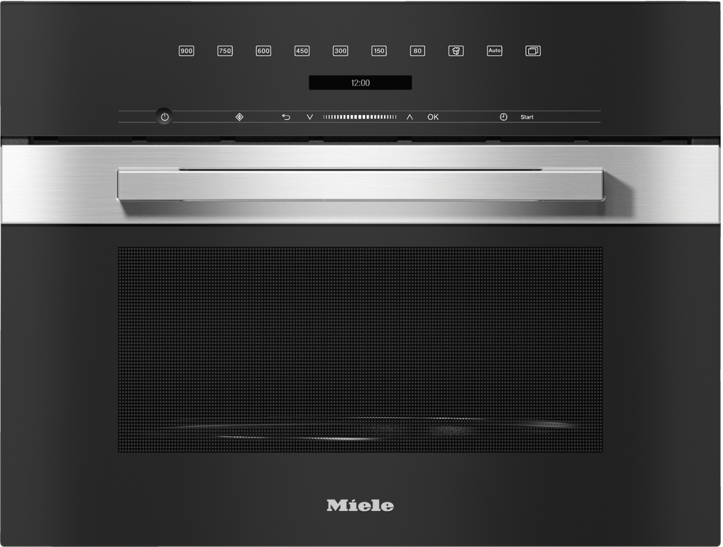Miele M7240TC Built-in Microwave in CleanSteel – front view