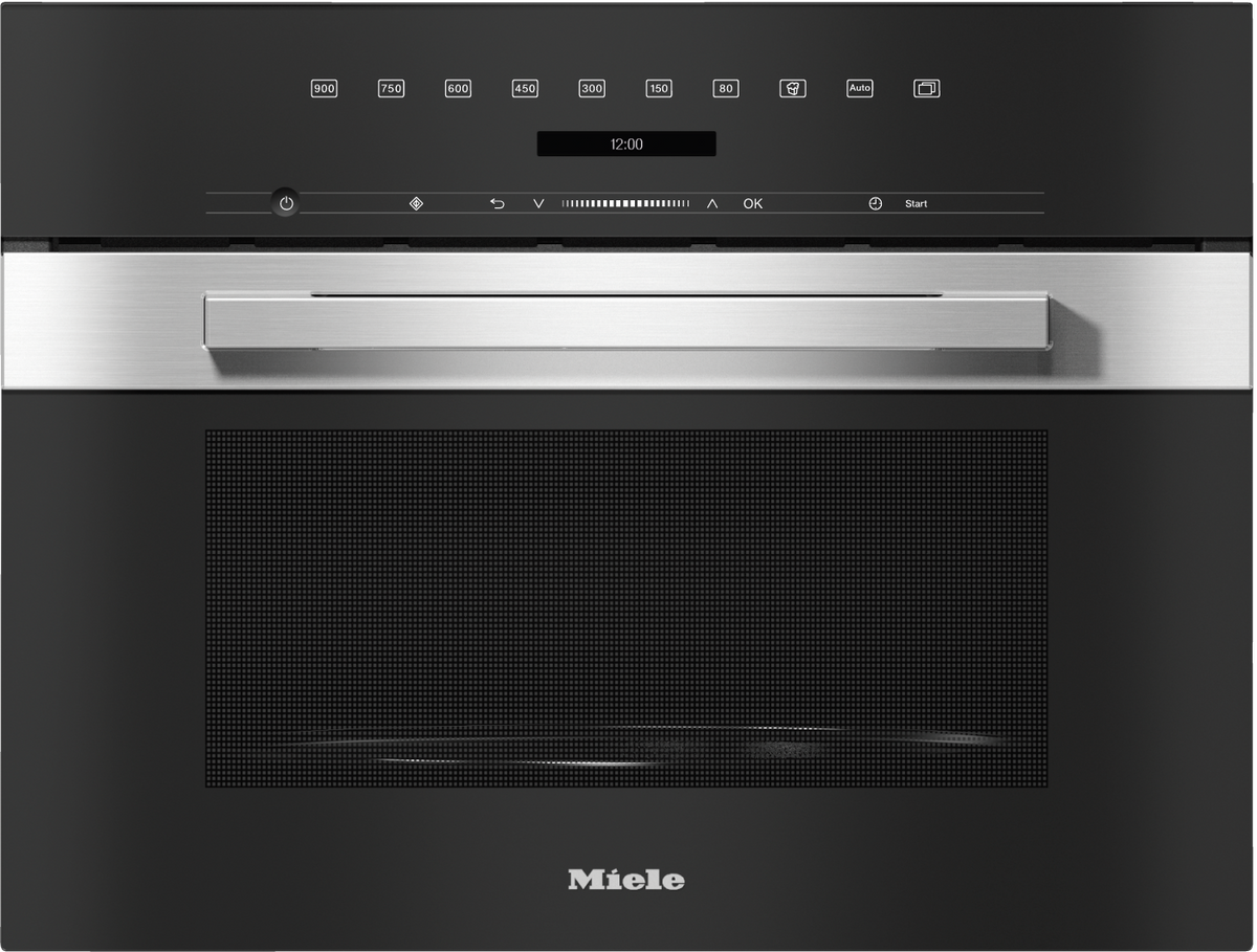 Miele M7240TC Built-in Microwave in CleanSteel – front view