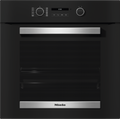 Miele H2465B Single Oven in CleanSteel – front view