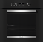 Miele H2465B Single Oven in CleanSteel – front view