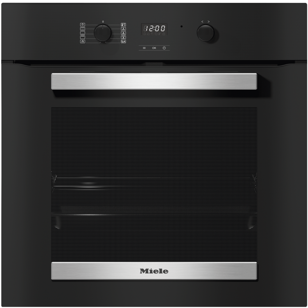 Miele H2455BP Single Oven in CleanSteel – front view