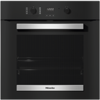 Miele H2455BP Single Oven in CleanSteel – front view