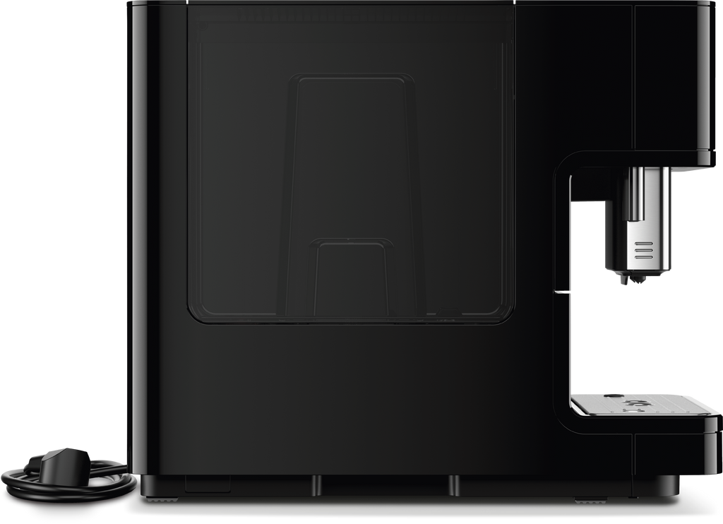 Miele CM6160 Freestanding Coffee Machine in Obsidian black — Miele CM6160 Freestanding Coffee Machine in Obsidian black — Miele CM6160 Freestanding Coffee Machine in Obsidian black — Miele CM6160 Beverage preparation in Obsidian black — Factual image