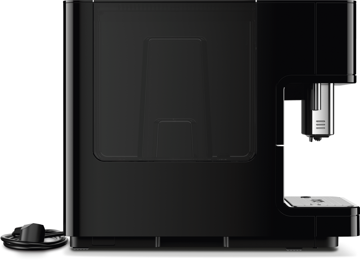 Miele CM6160 Freestanding Coffee Machine in Obsidian black — Miele CM6160 Freestanding Coffee Machine in Obsidian black — Miele CM6160 Freestanding Coffee Machine in Obsidian black — Miele CM6160 Beverage preparation in Obsidian black — Factual image
