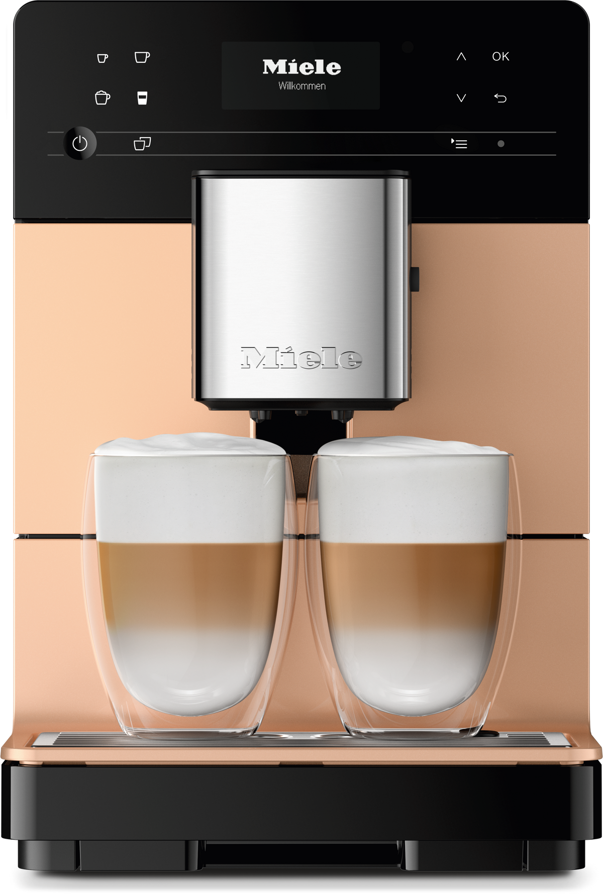 Miele CM5510 Freestanding Coffee Machine in Roségold PearlFinish — Miele CM5510 Freestanding Coffee Machine in Roségold PearlFinish — Miele CM5510 Freestanding Coffee Machine in Roségold PearlFinish — Miele CM5510 Beverage preparation in Roségold Pea