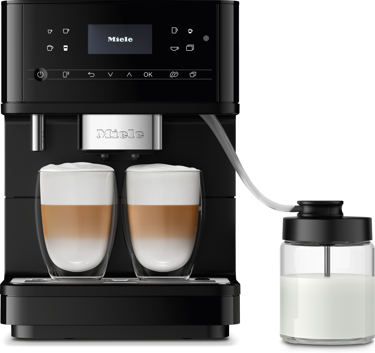 Miele CM6560 Freestanding Coffee Machine in Obsidian black.PF — Miele CM6560 Freestanding Coffee Machine in Obsidian black.PF — Miele CM6560 Freestanding Coffee Machine in Obsidian black.PF — Miele CM6560 Beverage preparation in Obsidian black.PF — F