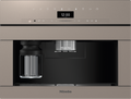 Miele CVA7440 Built-in Coffee Machine in Pearl beige — Miele CVA7440 Built-in Coffee Machine in Pearl beige — Miele CVA7440 Built-in Coffee Machine in Pearl beige — Miele CVA7440 Beverage preparation in Pearl beige — Factual image