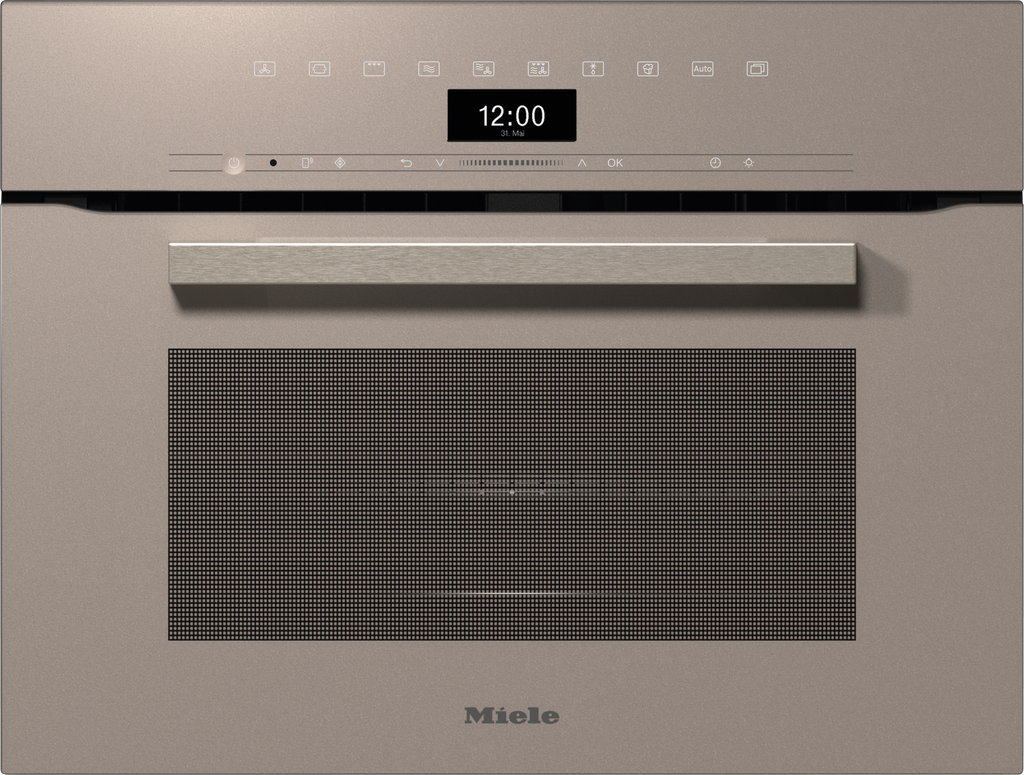 Miele H7440BM Combination Microwave Oven in Pearl Beige — Miele H7440BM Combination Microwave Oven in Pearl Beige — Miele H7440BM Combination Microwave Oven in Pearl Beige — Miele H7440BM 45cm Microwave Combination Ovens in Pearl Beige — Factual imag