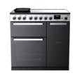 Rangemaster Edge Deluxe 90cm Induction Black Glass with Chrome trim Range Cooker front view