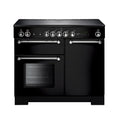 Rangemaster Kitchener 100cm Ceramic Black with Chrome trim Range Cooker front view