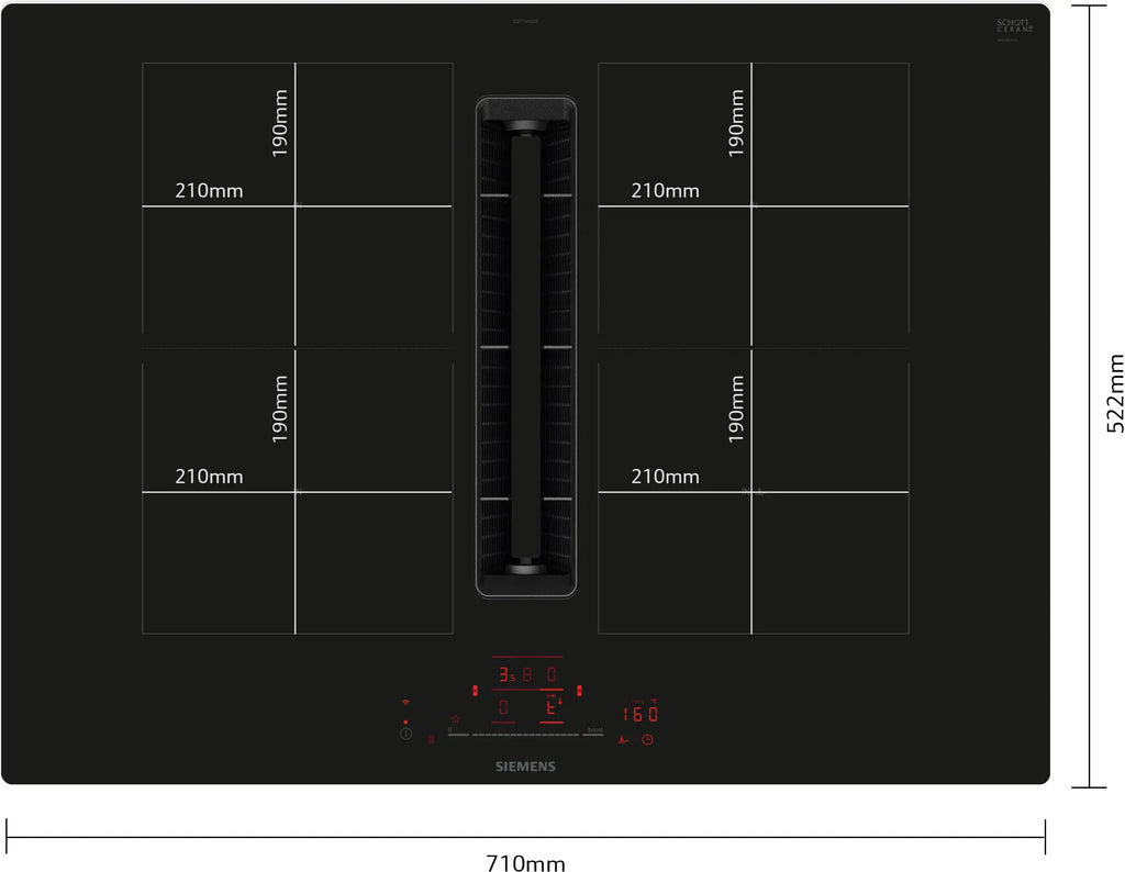 iQ500 Induction hob with integrated ventilation system 70 cm surface mount without frame ED711HQ26E
