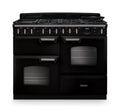 Rangemaster Classic Deluxe 110cm Dual Fuel Gloss Black with Chrome trim Range Cooker front view