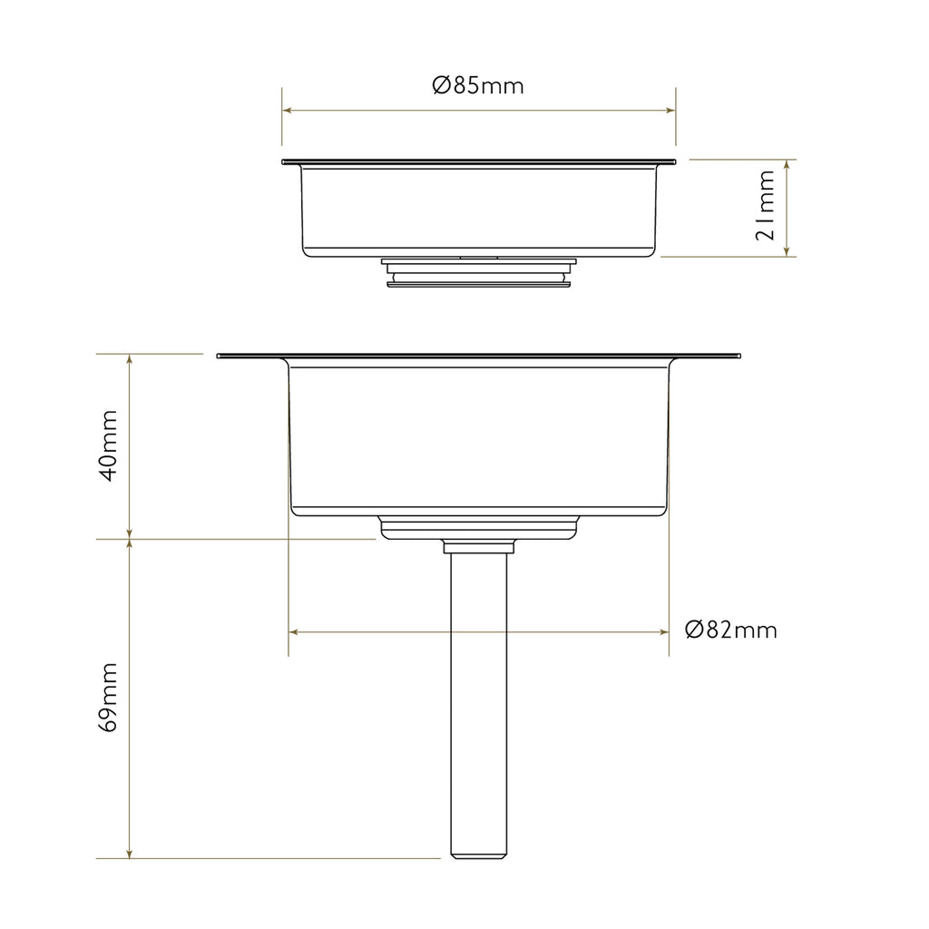 Bidbury & Co 3.5" Traditional Waste — Chrome
