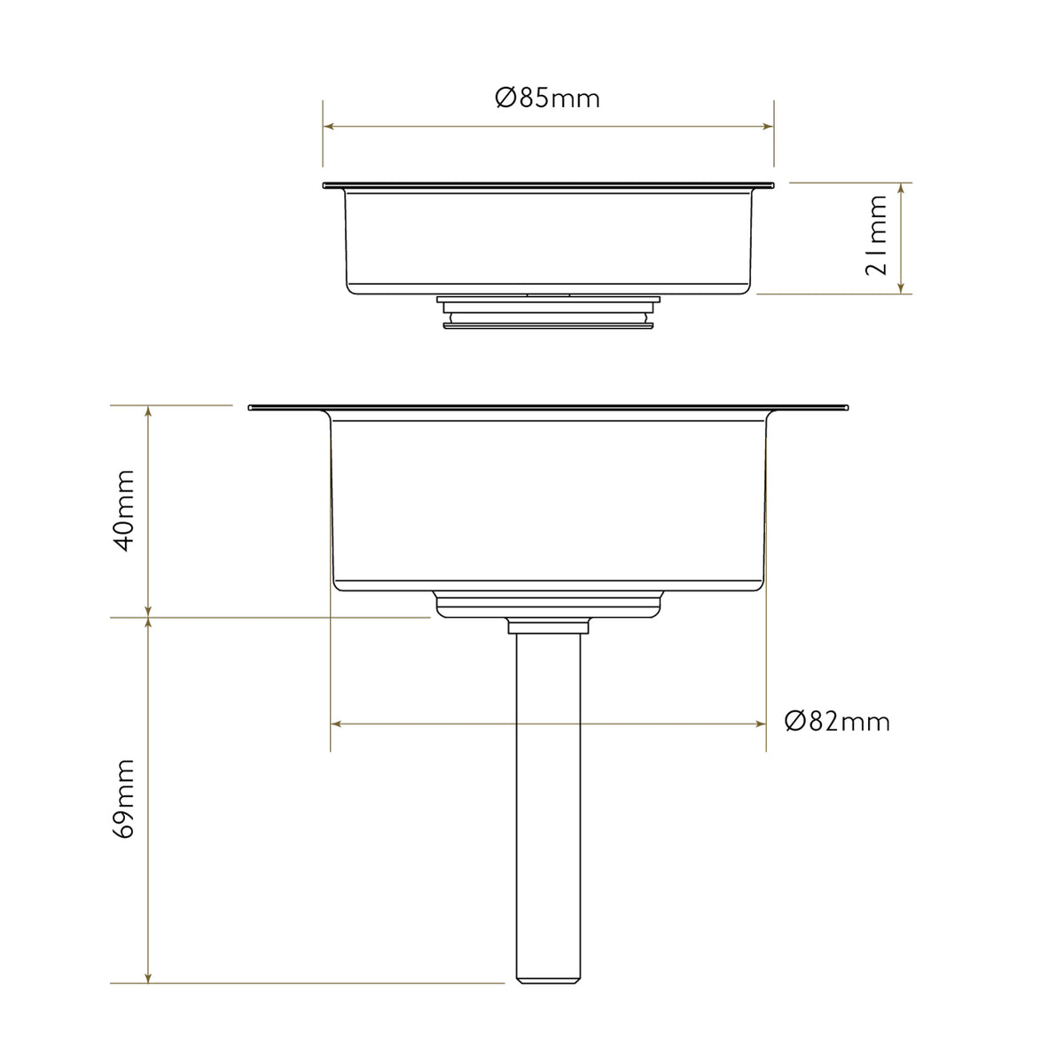 Bidbury & Co 3.5" Traditional Waste — Chrome
