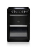 Rangemaster Professional+ Ceramic Black with Chrome trim Cooker front view