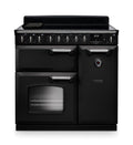 Rangemaster Classic Deluxe 90cm Induction Gloss Black with Chrome trim Range Cooker front view